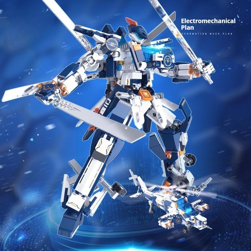 Jaki Original Transformable Kids Building Blocks Set, 2 Modes : Warrior & Helicopter, Perfect Gift For Boy Birthday/Christmas