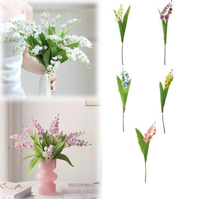 Galho de Flor Artificial Lírio-do-vale 40cm de Altura Flor Falsa Decoração de Casa