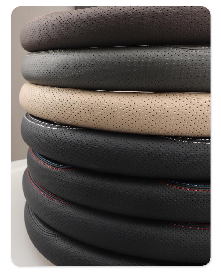 Geely Haoyue Pro Genuine Leather Steering Wheel Cover, Ultra-thin, Anti-slip, Sweat-proof, All-season Universal Fit