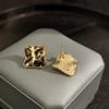 Retro Gold Irregular Leopard Print Square Wave Stud Earrings Light Luxury High-End Autumn And Winter Spice Girl Earrings