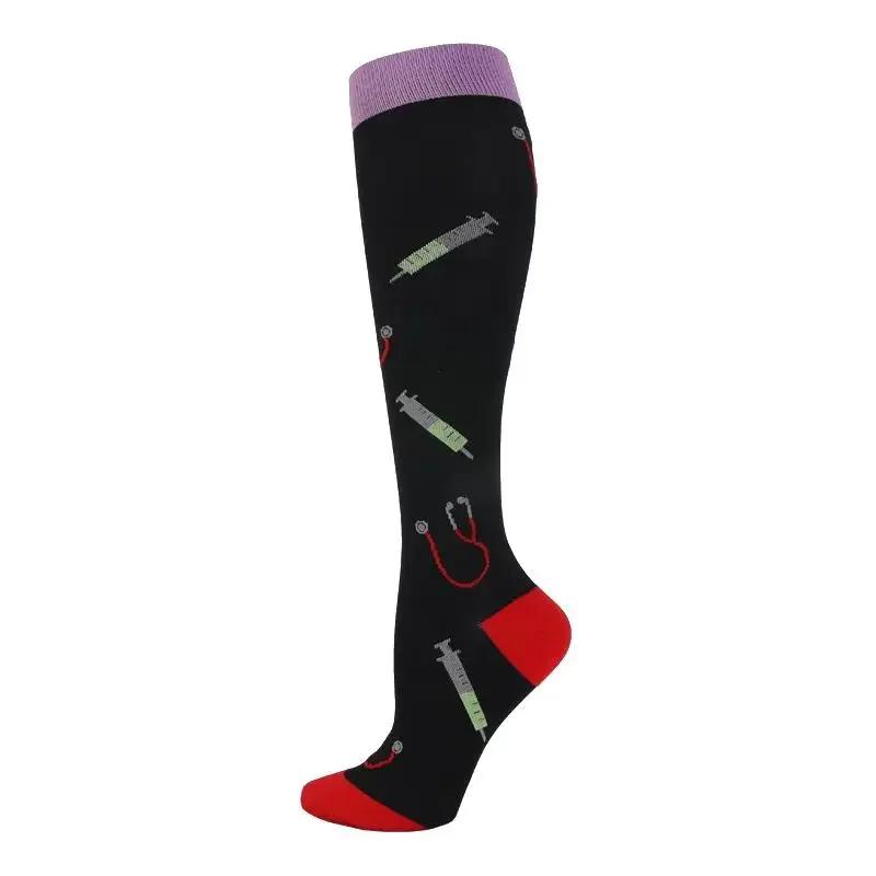 1Pair Snug Support Stockings For Compression Wear Cooling Running Cycling Pressure Soccer Adult Sock Korean Edition Network Pressure Socks