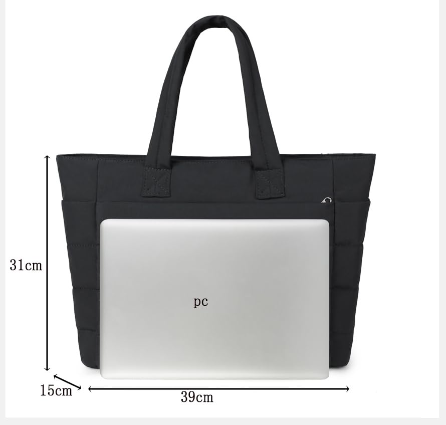 Tote Bag for Men and Large Many Zipper CC2428 CC-MAX Women, Water-Repellent, Nylon, Capacity, Fluffy, Pockets, Closure, Carry-On, (Black)