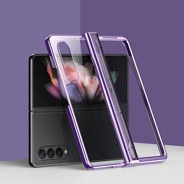 Hinge Full Protect Capa For Samsung Galaxy Z Fold 4 5g Case Ultra Thin Plating Transparent Shockproof Cover For Samsung Z Fold4