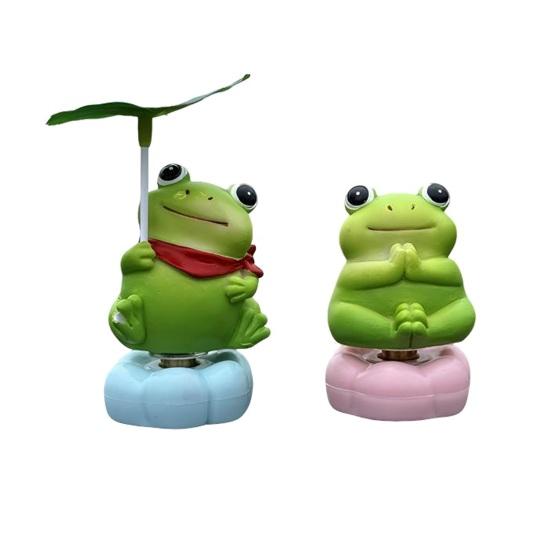 Car Ornaments Cute Rotating Frog Resin Dashboard Figurine Stress Relief Decoration with Strong Sticky Base Funny Accessory for Car Auto Motorcycle