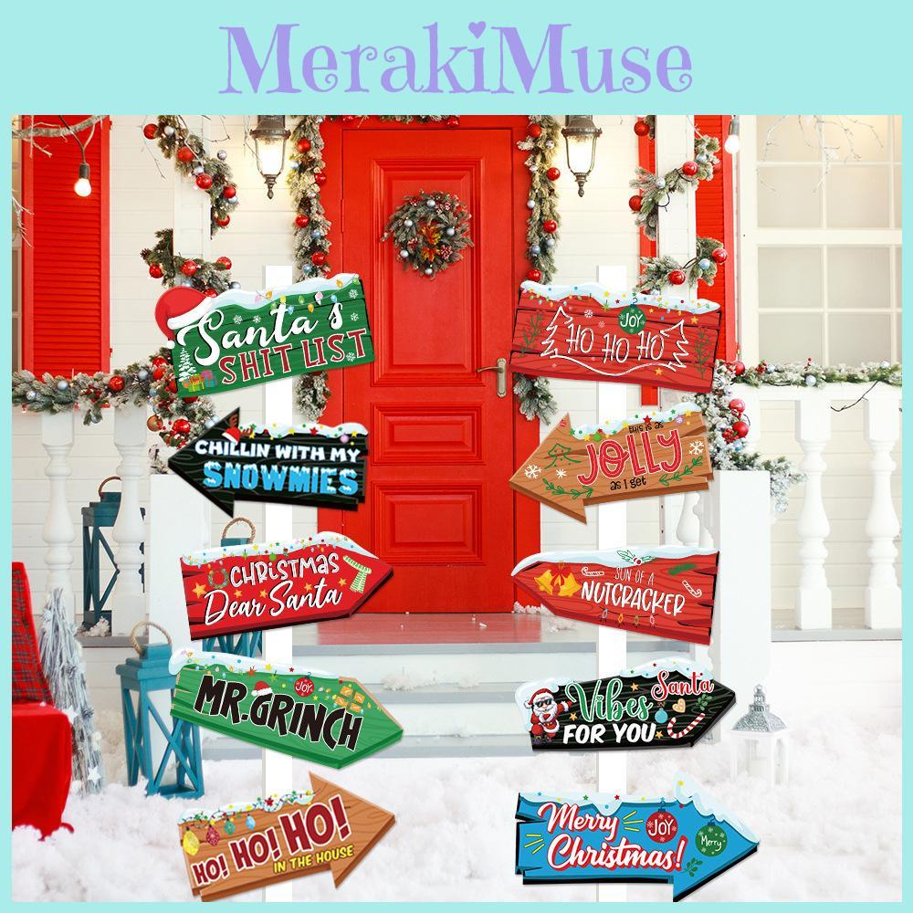 Party Christmas Themed Wooden Stake Design Paper Signage For Event Seasonal