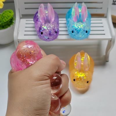 Glitter Powder Rabbit Squeeze Toy Stress Anxiety Relief Slow Rising Simulation Bunny Sensory Toy Soft TPR Calming Animal Fidget Toy