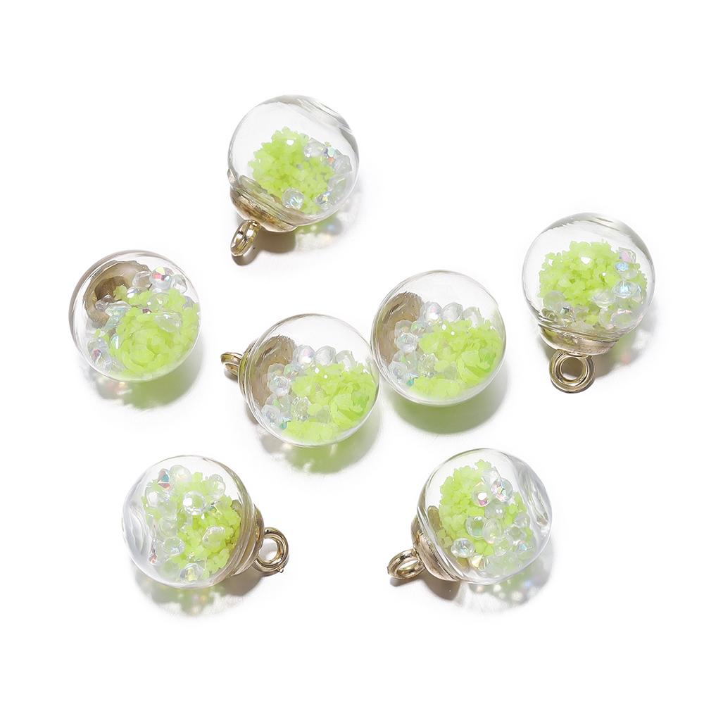 10Pcs Charms Luminous Transparent Glass Ball 16mm Pendants Crafts for DIY Earrings Necklace Jewelry Making Findings Accessories