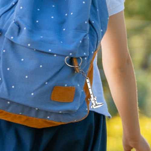 Gcerfby Vernier Caliper Keychain, Portable Car Key Pendant, Decorative Charm, Zinc Alloy Household Measuring Tool, 10.8x2.3cm, Versatile Accessory for