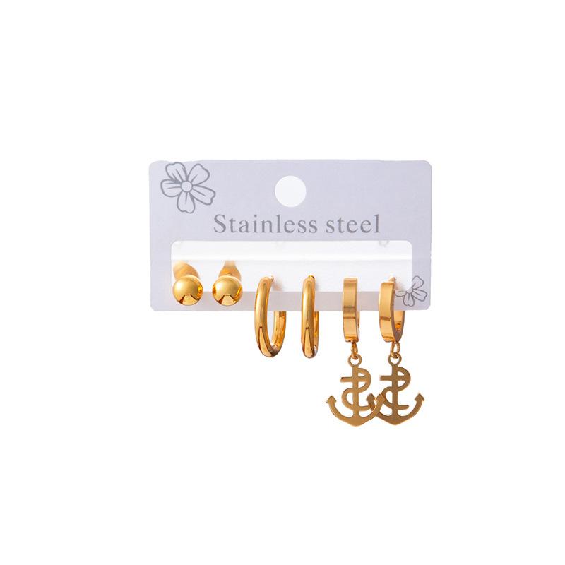 High Quality Silver Drop Earrings Set Three Pairs One Card. Unisex Flower Shape Party Wear Fading Resistant Bean Earrings
