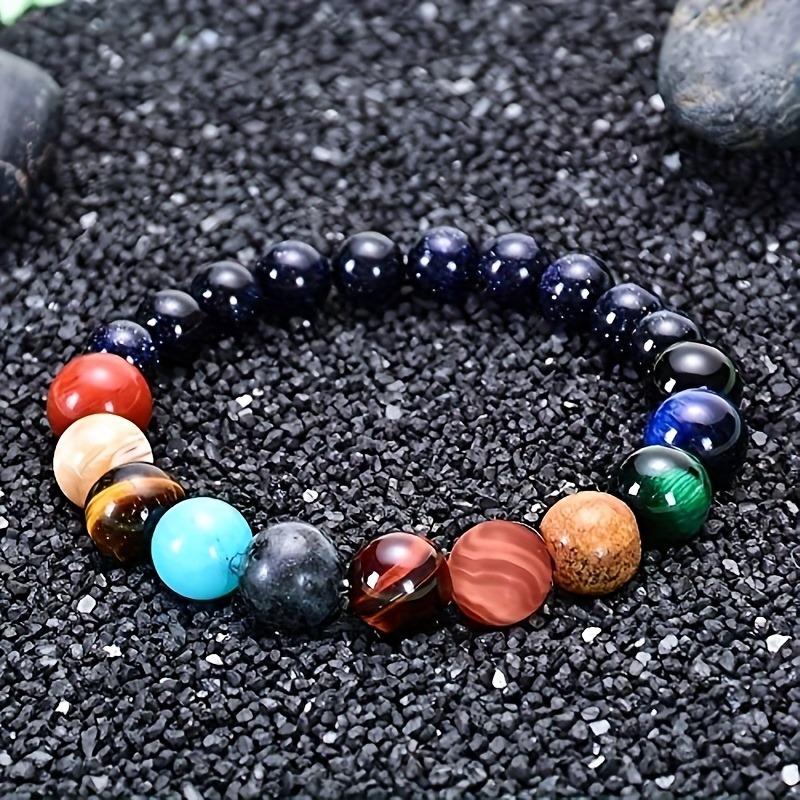 1PC Adjustable Planet Bracelet - Solar System Astronomy Ornament with Star of David and Black Beads Symbolizing Outer Space