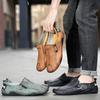 Fashion New Hand Sewn Fashionable Casual Shoe Men Cozy Non-slip Soft Cool Lighted Breathable Hollow Out Side Zipper Large Size Loafers