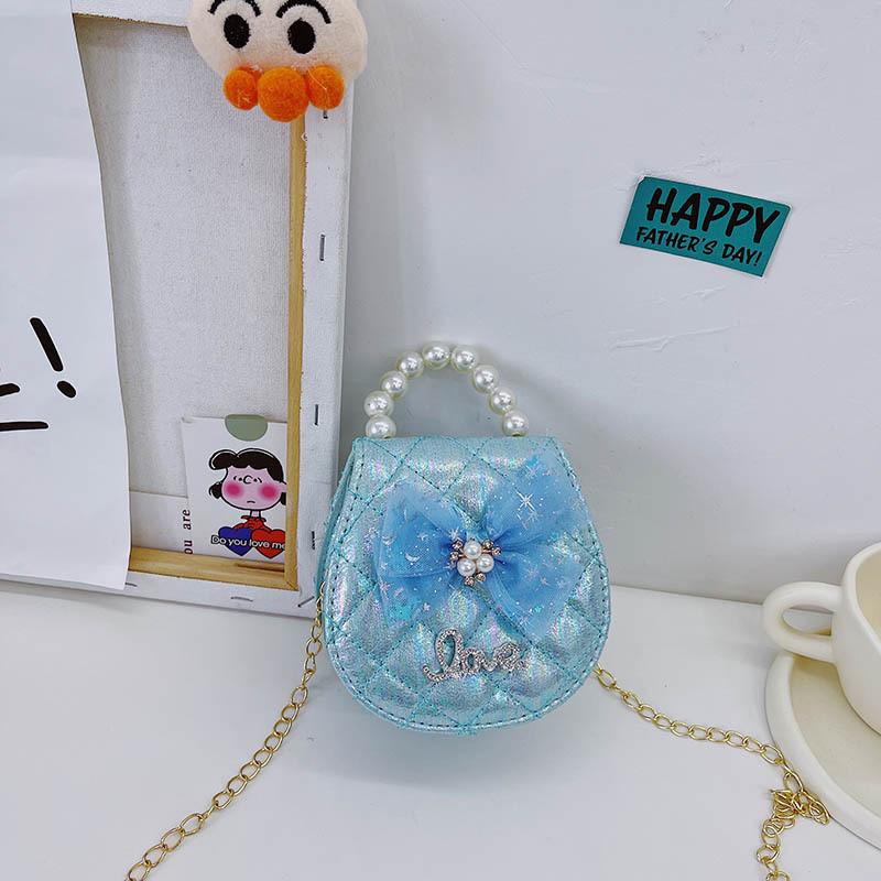 Adorable Mini Pu Leather Princess Handbag For Kids With Stylish Pearl Accents