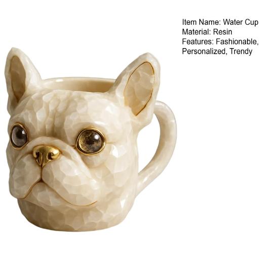 French Bulldog Mug 300ml Cute Resin Coffee Cup 3D Bulldog Design Tea Milk Cup Novelty Drinkware for Tea Cocoa Juice