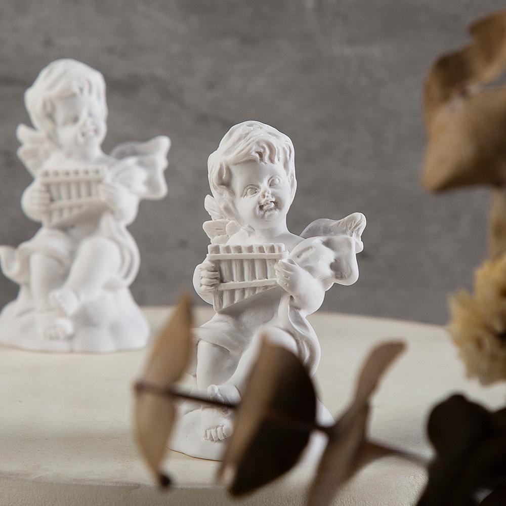 4PCS Little Angel Resin Imitation Gypsum Angel European Atmosphere Ornament Shooting Props Home Creative Sculpture Crafts