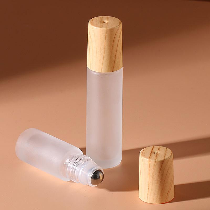 1/2/3/5/10Ml Cosmetic Container Roll On Glass Bottles For Essential Oil Empty Perfume Bottle Refillable Container With Wood Lid