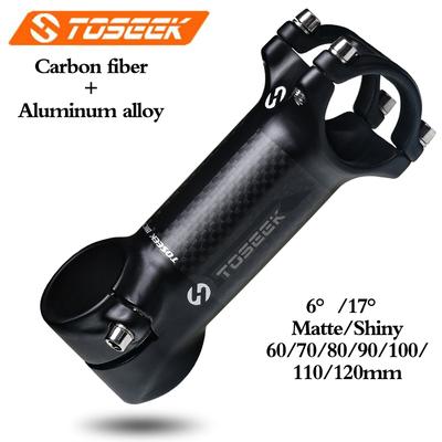 TOSEEK Fahrradlenker Vorbau Carbon Aluminium Rennrad MTB Bike Vorbau Ultraleicht 31.8 MTB Power 6/17 Grad Fahrradtisch Radsportteil