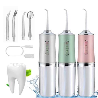 Prenosný ústny irigátor na čistenie medzizubných priestorov USB nabíjateľný vodný floss tryska Zubná špajdľa 4 koncovky 220ml Ústna čistiaca stanica