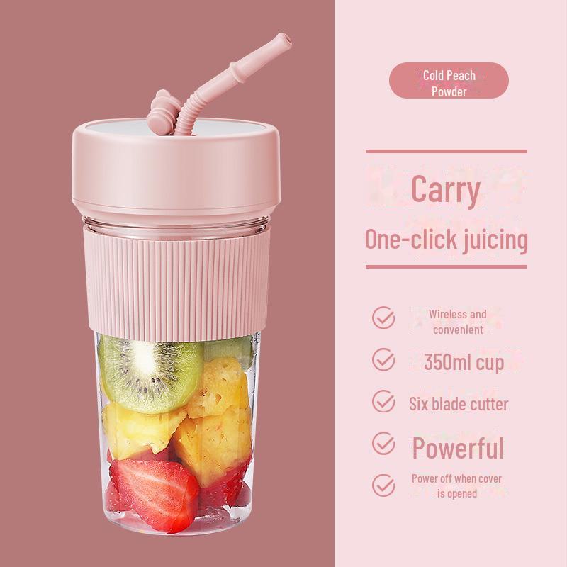 

Портативная многофункциональная электрическая соковыжималка с трубочкой silicone straw + lanyard + Type-c charging cable розовый