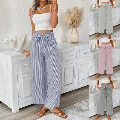 European & American Women's Striped Straight-Leg Pants - Spring/Summer 2026 Collection, Casual Commuter Style