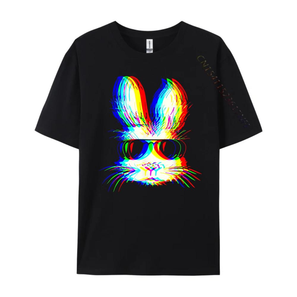 Bunny Trippy Vaporwave Easter Techno Rave Edm Music Party Oversized T Shirt Mens Designer Clothes Loose