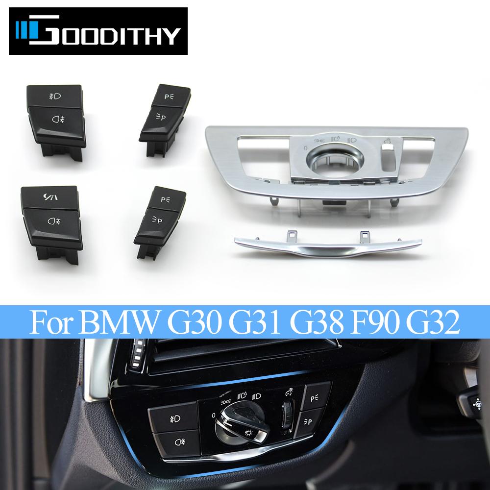 Car Front Dashboard Headlight Switch Rotary Knob Button Head Lamp Cover Panel For BMW 5 Series 6GT M5 G30 G31 G38 G32 F90
