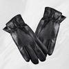 Men Leather Gloves Winter Warm Full-Finger Sports Gloves Touchscreen-Compatible Windproof Cycling Gloves for Outdoor Work Running Errands