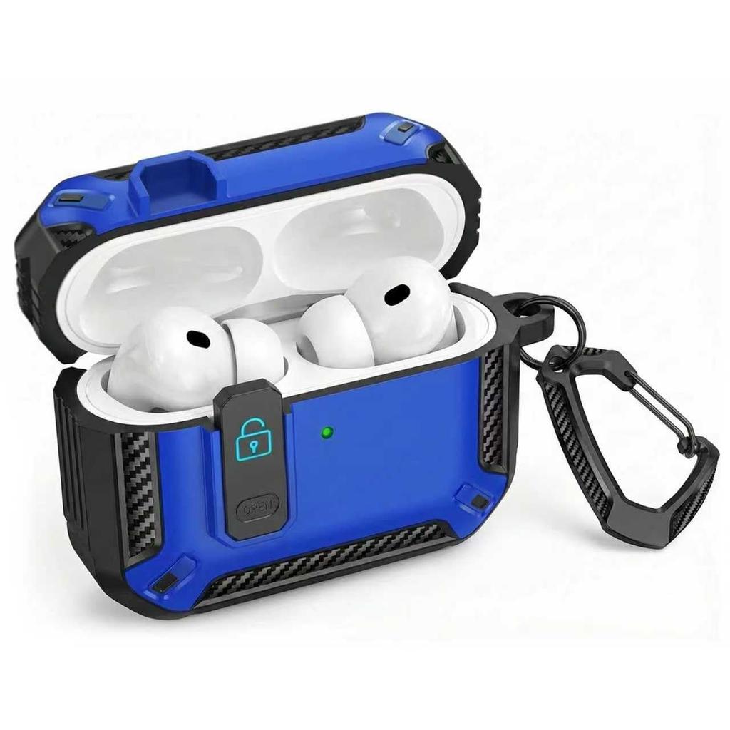 2026 for AirPods Pro 3 Case with Cleaning Kit Carbon Fiber Military Drop Proof Auto Pop up Case with Carabiner For AirPods Pro 3