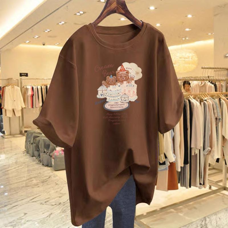 

2025 new rear bag strip spring and summer pure cotton large size women s short-sleeved T-shirt women s summer XXXL