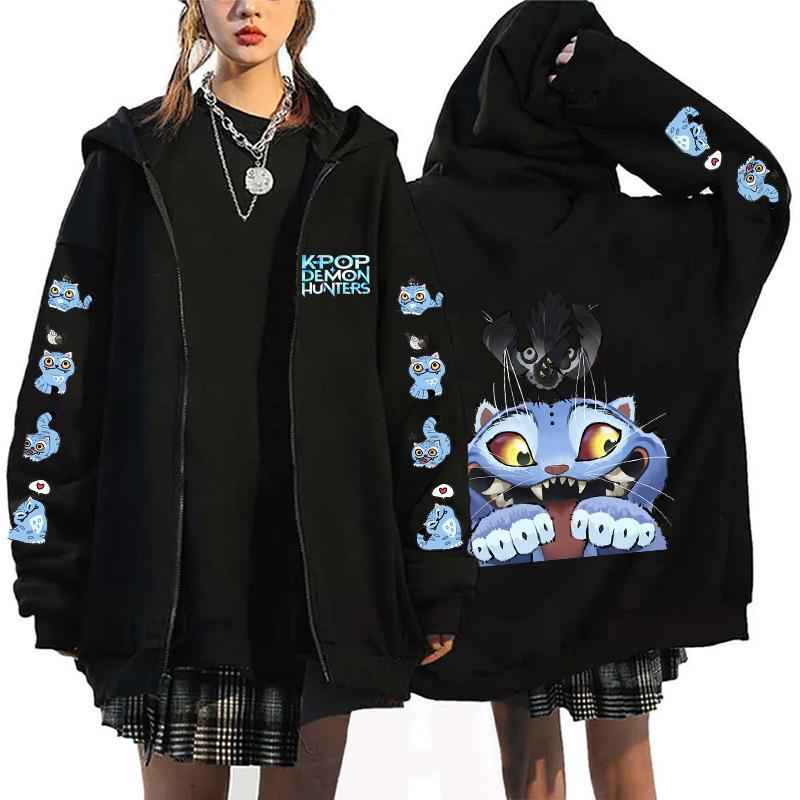 Móda Dámské Oblečení Nové KPop Lovci Démonů Mikiny Černá Zimní Dámské Mikiny Halloween Kreslený Potisk Oblečení