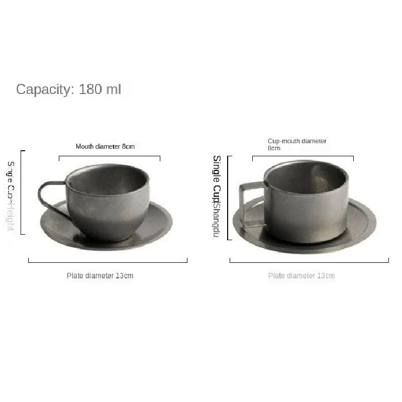 Retro Frosted Stainless Steel Coffee Cup Japanese Industrial Style 304 Stainless Steel Teacups and Saucers Household Tableware