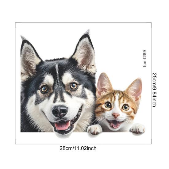 Yousheng Peeping Husky Cat Window Sticker UV-Resistant Waterproof PVC Removable Dog Kitten Glass Door Decorative Decal