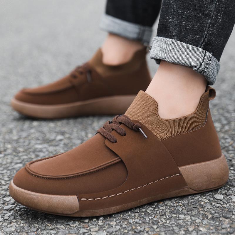 Men's Shoes Fashion Suede Casual Shoe Non Slip Oxford Work Shoes for Men Lace Up Vulcanized Shoe Plush Warm Winter Shoes