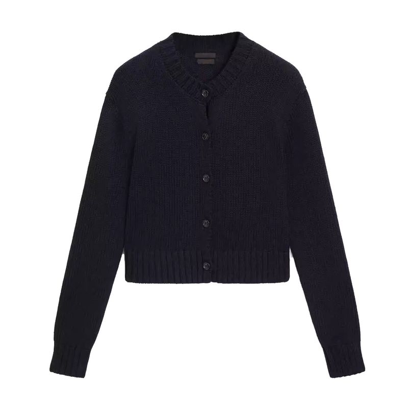 MD Autumn Women Clothes Casual Simplicity Style Slim Fit Cotton Short Round Neck Sweater Knitted Cardigan 5710665