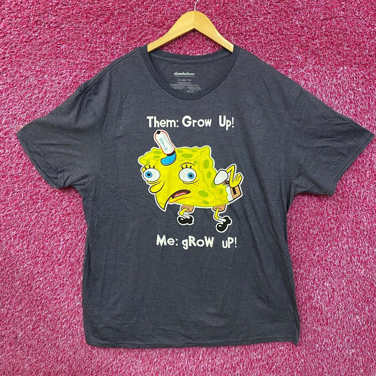 Nickelodeon Spongebob Squarepants Grow Up 100% Cotton T-shirt Mens Tees Top XL