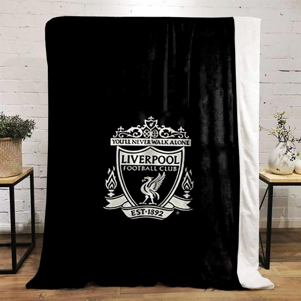 Black and White Liverpool Football Club Printed Blanket, Flannel Throw, Suitable for Bedrooms, Living Rooms, Sofas, and Nap Couches.