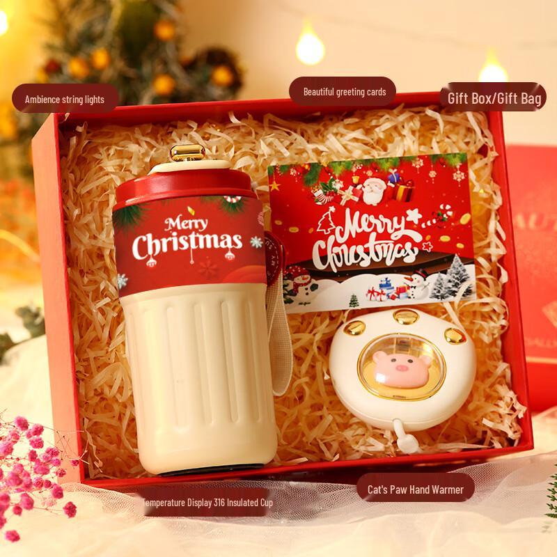 Christmas Thermos Mug & Hand Warmer Gift Set