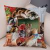 Oil Painting Color Cat Cushion Cover Pillowcase Home Decor Cartoon Animal Sofa Pillowcase Pillowcase Aesthetics