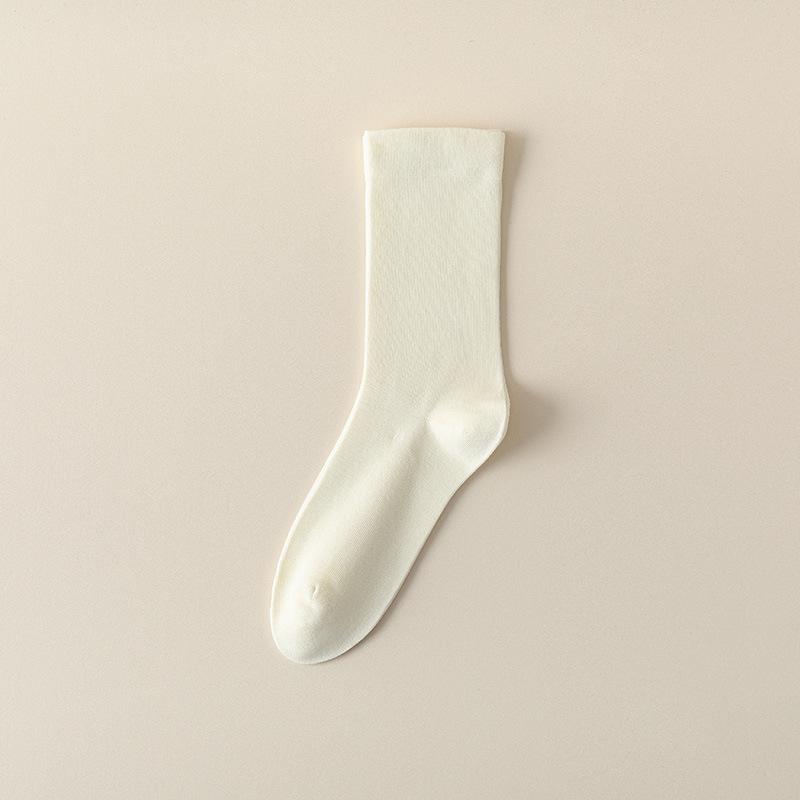 

Женские бесшовные носки до середины икры, носки из чистого хлопка для осени и зимы, дышащие белые свободные чулки для женщин после родов 1 pair молочный белый