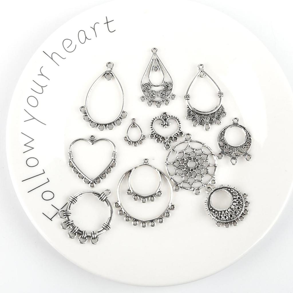 10 stk flere hull sølv sinklegering anheng for smykkekomponenter gjør DIY øredobber halsbånd armbånd
