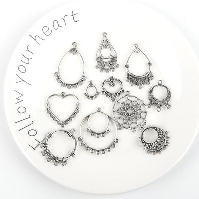 10Pcs Multiple Holes Silver Zinc Alloy Pendants For Jewelry Component Making DIY Earring Neckmace Bracelet