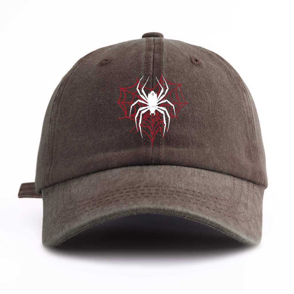1pc Spider Print Washed Baseball Cap for AdultsMinimalist Retro Style Casual Soft Adjustable Dad HatPerfect As Gift