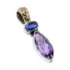 Ametist Roz Natural, Kianit Argint Sterling Solid 925 Pandantiv 1.25'' B9i42