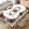 Christmas Poinsettia Holly Tablecloth for Table Decor Washable Winter Holiday Kitchen Dining Tablecloth Christmas Deecorations