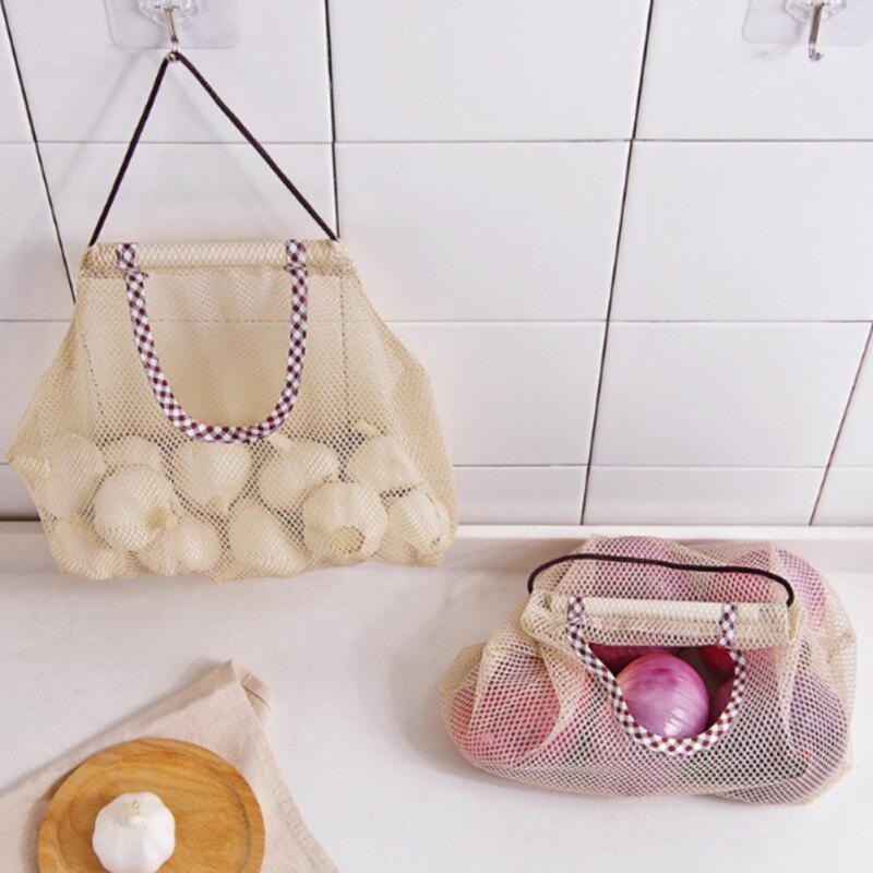 Reusable Hanging Storage Mesh Bag For Fruit Vegetable Garlic Potato Onion Bag s Reusable Hanging Storage Mesh Bag For Fruit Vegetable Garlic Potato Onion Bag s