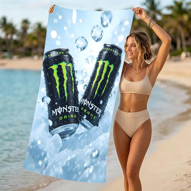 Strandtuch mit Monster Energy LOGO Muster - weich, saugfähig, maschinenwaschbar Leicht&Modern, Schwimmen, Reise-Essentials