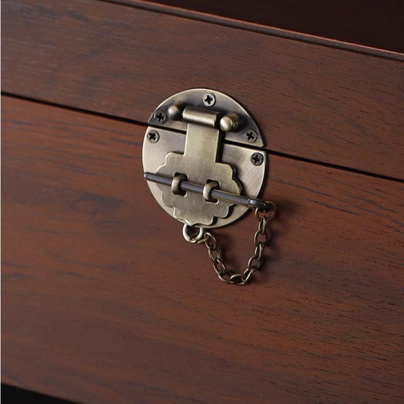 Vintage Buckle Jewelry Box Hasp Metal Lock Clasp Small Latch Decorative Chain Wooden Box Hardware Elegant Handbook DIY Accessory