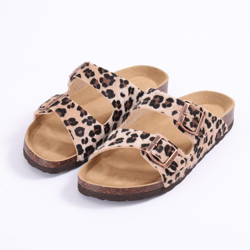 Fashion Shevalues 2025 New Women's Slippers With Arch Support Leopard Cork Slides Non-slip Casual Women's Sandals With Adjustable Buckle