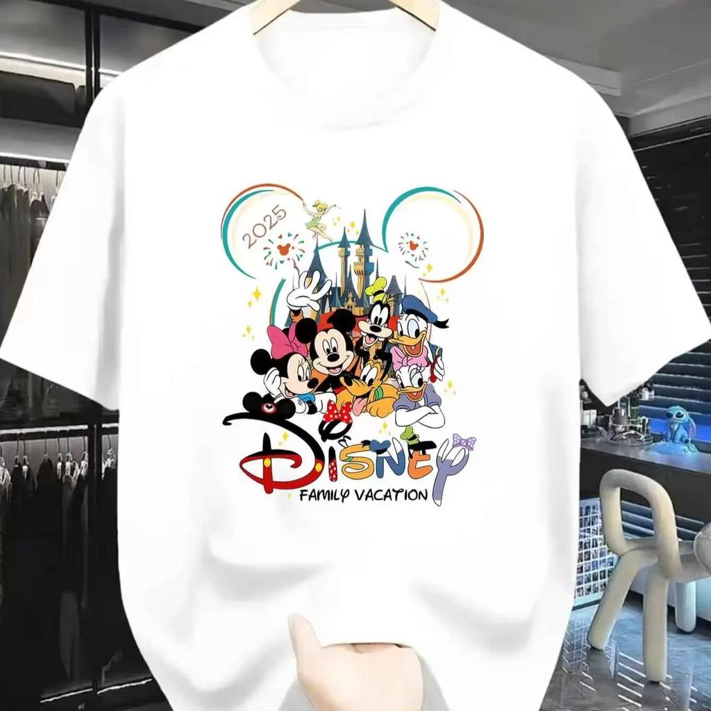Disney 2025 Graphic T-shirt Sports Short-sleeved T-shirt Mickey and Minnie Mouse Design Men's and Women's Street Couple Tops