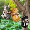Resin Cute Swing Small Cat Sculpture Outdoor Garden Home Office Room Hanging Decor Statue Figurine Pet Ornament Decoration with String (Gray)