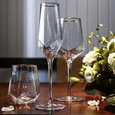 Cupă cu pahar de vin roșu diamant Pahare din sticlă de cristal în stil Ins de calitate superioară Pahare de vin colorate pentru băuturi Pahar de vin Flaut de șampanie